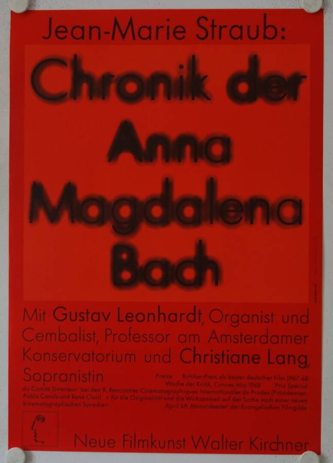The Chronicle of Anna Magdalena Bach original release german movie poster